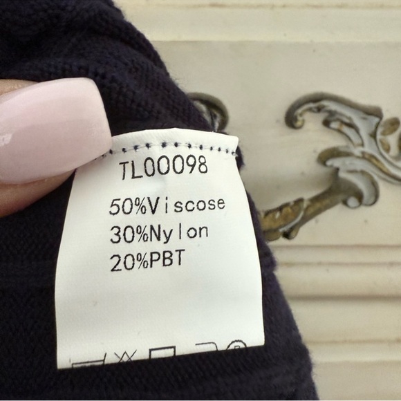 Navy Cable Knit Preppy Collared Sweater - Picture 3 of 3